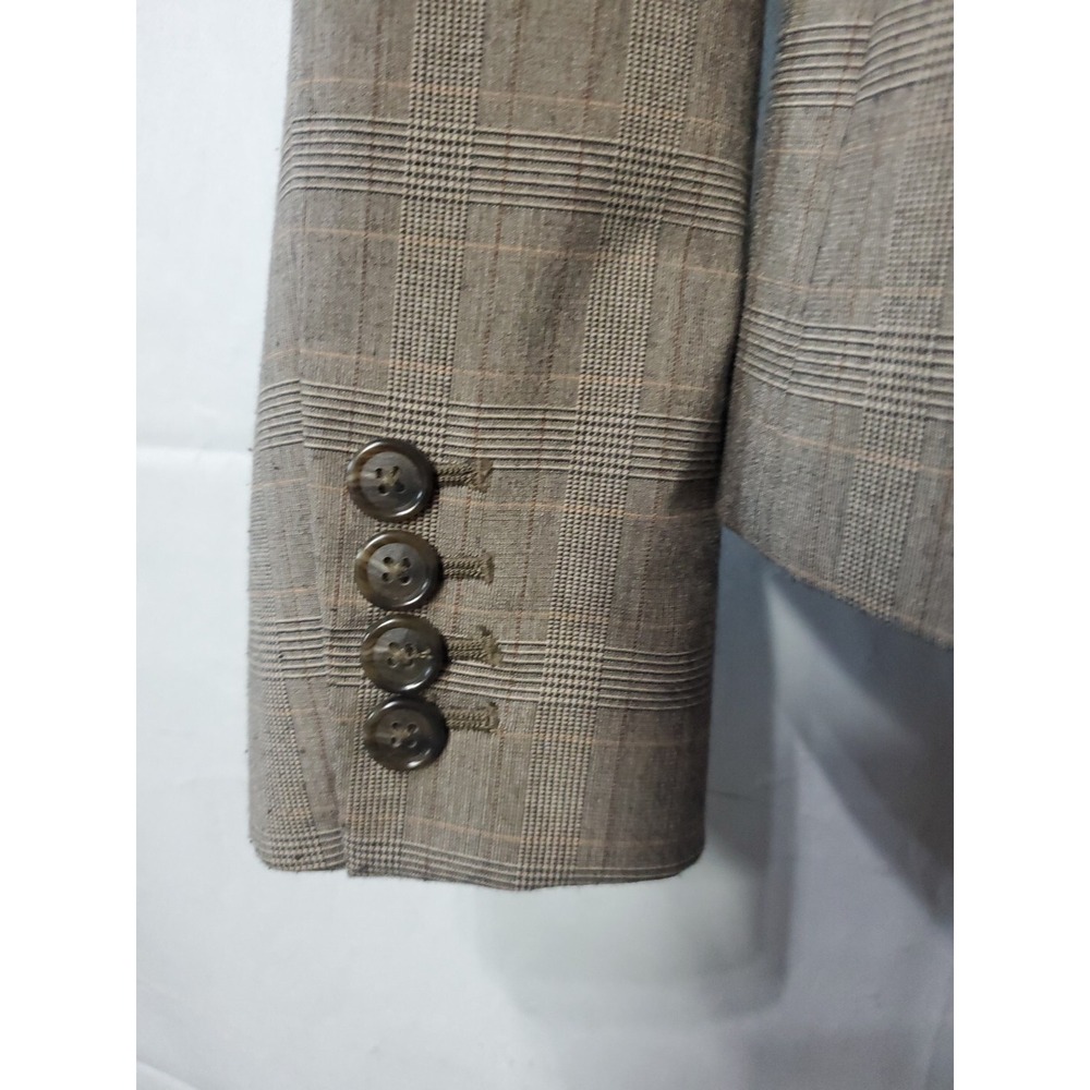 Tahari women's blazer jacket sz 8‎ Brown Gray Check Career Preppy Office Fall - Picture 3 of 11